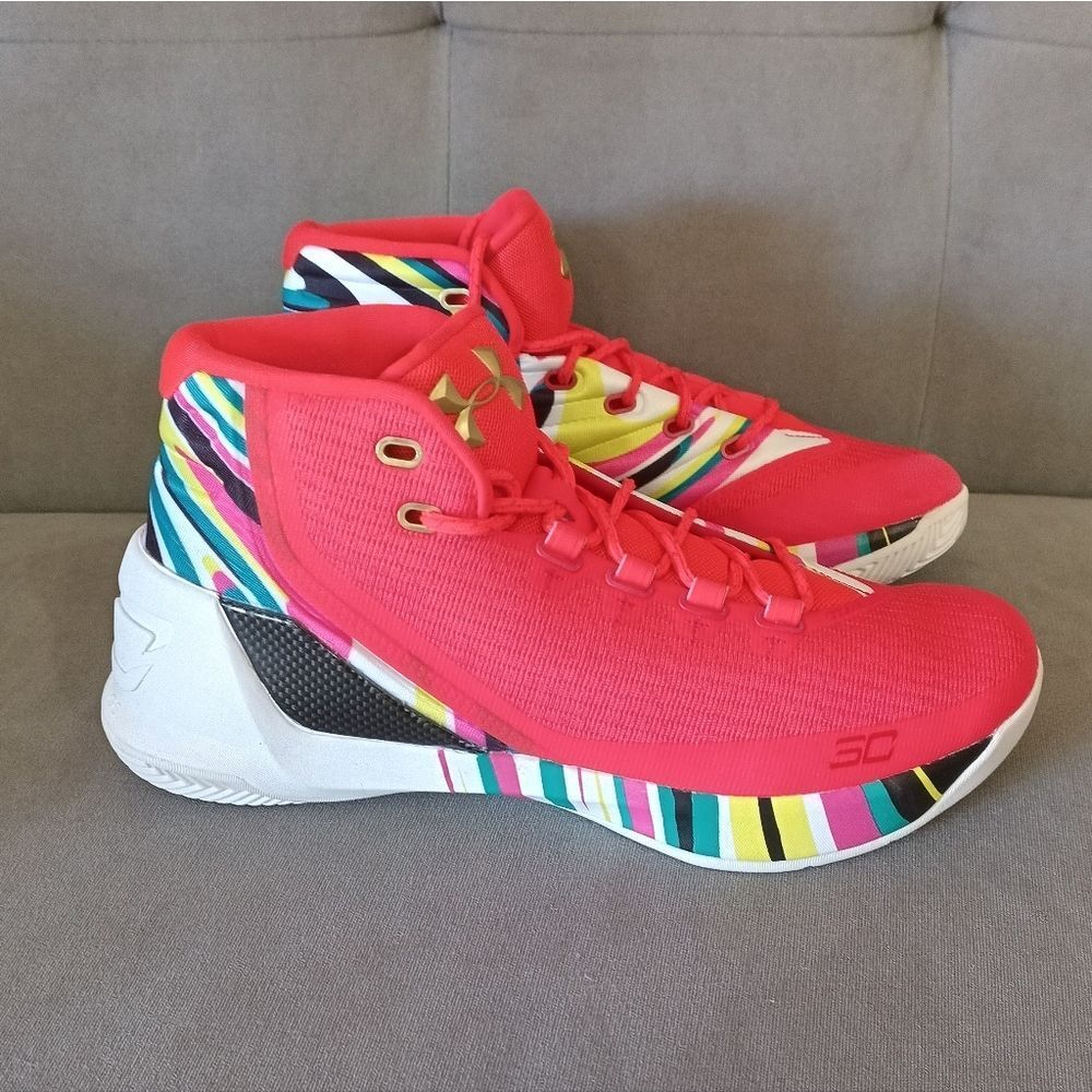 Under Armour Curry 3 Athletic Basketball Sneakers Multi-Color Mens Size 10